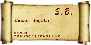 Sándor Bogáta névjegykártya